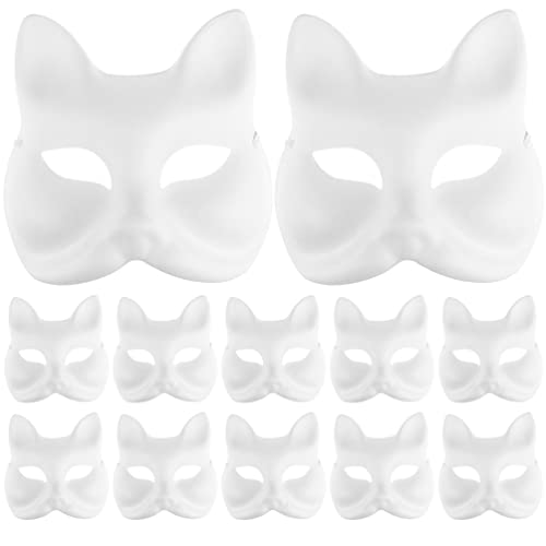 NUOBESTY 12 Stück DIY Bemalbare Blankomasken Maskerade Masken Party Cosplay Maske Halloween Fuchs Unbemalte Masken Für Partygeschenke Cosplay Maskerade Requisiten von NUOBESTY