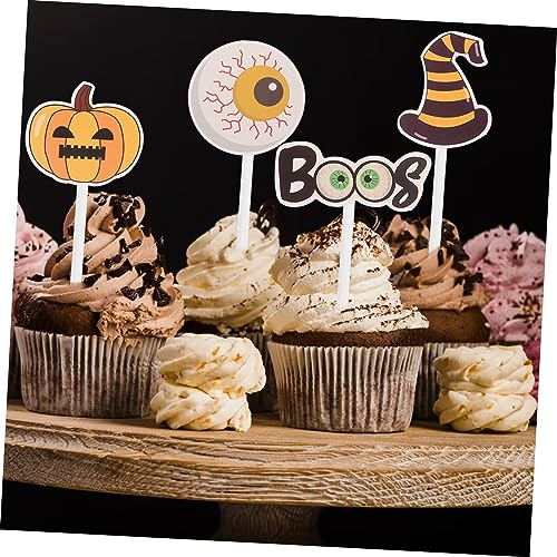 NUOBESTY 12 Stück Teiliges Halloween Cake Decor mit Papier Cupcake Toppern Sicher und Leicht Einzufügen für Geburtstags und Partydekorationen Kürbis Geist und Schloss Motiven von NUOBESTY