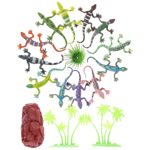 NUOBESTY 12er-Pack Mini-eidechsenmodelle, Reptilienspielzeug aus PVC, Bunte Geckofiguren aus Gummi, Lernspielzeug für Kinder, Dekoration für Zuhause, Büro Und Garten von NUOBESTY