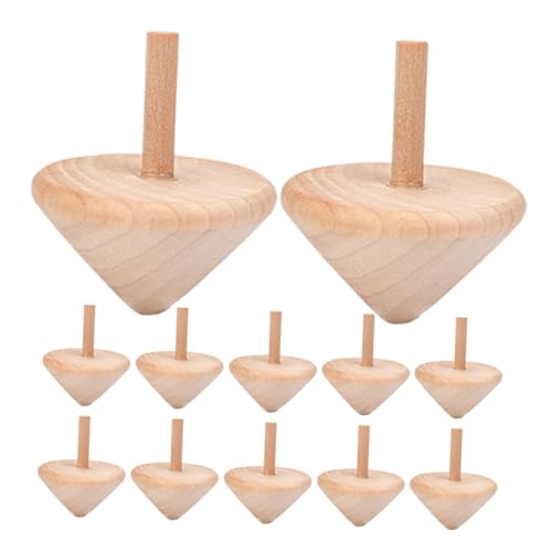 NUOBESTY 15 Stück Teiliges DIY Holz Naturbelassene Spinning Tops für Bemalbare Holzspielzeuge Leicht und Tragbar für Kreative Bastelaktivitäten Familien und Schulspiele von NUOBESTY