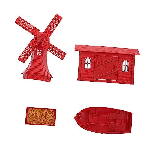 NUOBESTY 16st Rotes Farmmodell Miniatur-Farm-Tool Miniatur-Layout-Requisite Dekoratives Windmühlenmodell Modell Für Landwirtschaftliche Werkzeuge Mikrospielzeug PVC Kind Klein Ornamente von NUOBESTY