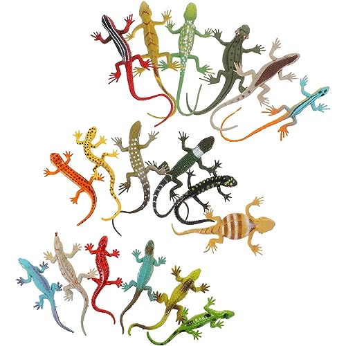 NUOBESTY 18 Stück Realistische Eidechsenfiguren Aus Kunststoff Mini-Gecko-Spielzeug Für Kinder Künstliches Reptilien-Tiermodell Für Halloween-Streiche Lernpreise Kuchendekoration von NUOBESTY