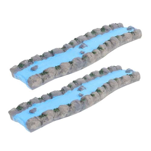 NUOBESTY 2 Stück Miniatur Fluss Dekoration aus Robustem Resin Detailreiche Landschafts Dekoration für Puppenhaus Gartenbasteln und Sandtisch Fördert Entspannung und Kreative Gestaltung von NUOBESTY