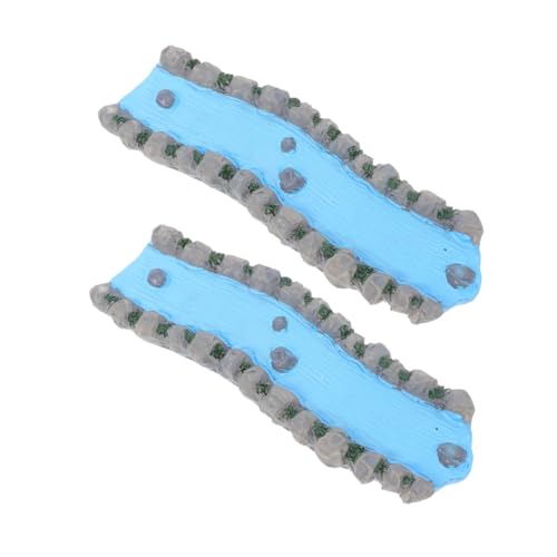 NUOBESTY 2 Stück Resin Miniaturfluss für Feengarten Dekoration Realistisches Wasserfeature für Puppenhaus Sandtisch Zubehör Fördert Entspannung und Kreative Geschichten Therapiesitzungen von NUOBESTY