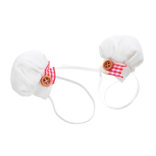 NUOBESTY 2 Stück Teiliges Mini Kochmützen für Stoffpuppen Weiße Puppen Chef Hüte mit Elastischem Band und Schleife Weiche Dekorative Kochmützen für Rollenspiele und Puppen Accessoires von NUOBESTY