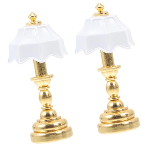 NUOBESTY 2 Stücke Miniatur Nachttisch Lampe Schmuck Mini Goldene Metall Licht Modell Für Puppenhaus Dekoration NUOBESTY 2 Stücke Miniatur Nachttisch Lampe Schmuck Mini Goldene Metall Licht Modell Für Puppenhaus Dekoration von NUOBESTY