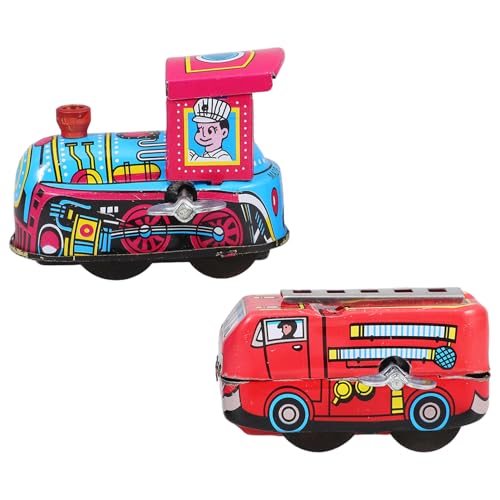 NUOBESTY 2 Stücke Eisen Weißblech Aufziehspielzeug Retro Vintage Zug Spielzeug Für Jungen Und Mädchen NUOBESTY 2 Stücke Eisen Weißblech Aufziehspielzeug Retro Vintage Zug Spielzeug Für Jungen Und Mädchen von NUOBESTY