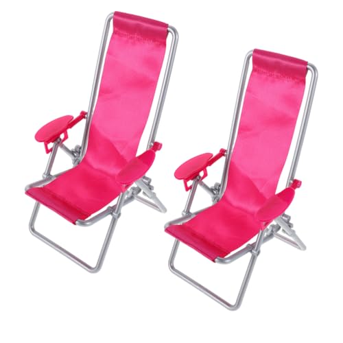 NUOBESTY 2-Teiliges Miniatur-Strandstuhl-Set – Mini-Klapp-Loungestuhl Puppenhausmöbel Strandspielzeug Für Bastelarbeiten Und Puppenhaus-Dekoration von NUOBESTY