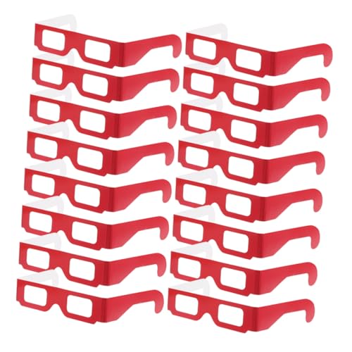 NUOBESTY 20 Stück Prismengläser Rot mit Regenbogen effekt Komfortable Partybrillen für Festival Konzert Weihnachtslichter Einzigartige Lichtshow und Rave Accessoire von NUOBESTY