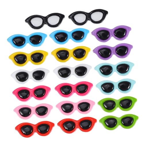 NUOBESTY 20 Stück Teiliges Mini Sonnenbrillen Schmuckanhänger Bunt Flach Rückseite Resin Charms für DIY Haarclips Scrapbook Basteln Zubehör von NUOBESTY
