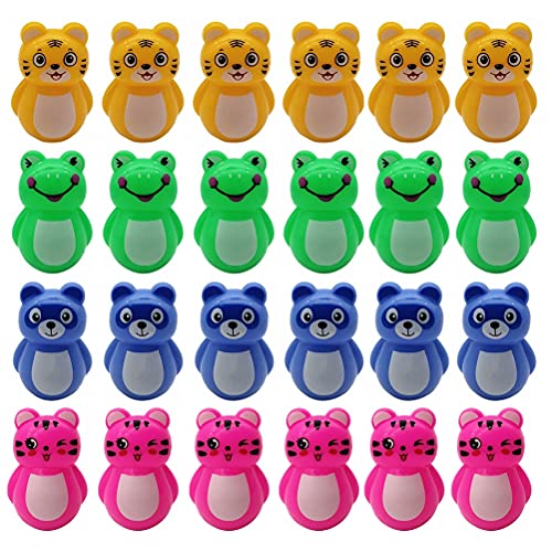 NUOBESTY 24Pcs Mini Tumbler Spielzeug Tier Spielzeug Spielzeug Cartoon Tigerbären Frosch Tumbler Spielzeug Home Tumbler Ornament Montessori Roly Poly Toy für Kinder von NUOBESTY