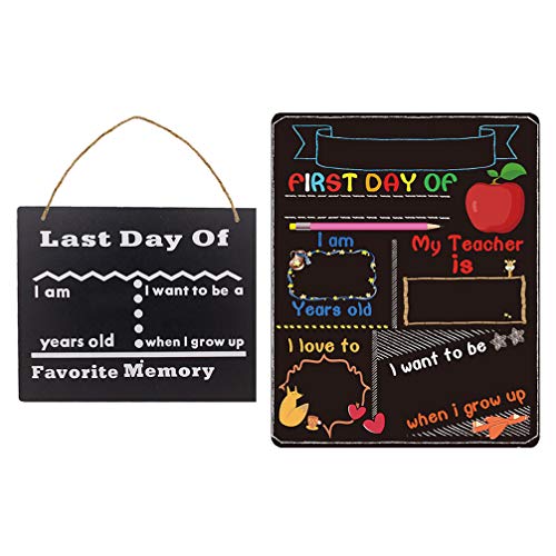 NUOBESTY 2PCS First- Und Last Day School Board Meilensteinschilder Doppelseits Zurück in Die Schule Blackboard Dekoration für Kindergarten Kindergärten Grundschule Tafelzeichen Photosharing Chalkboard von NUOBESTY