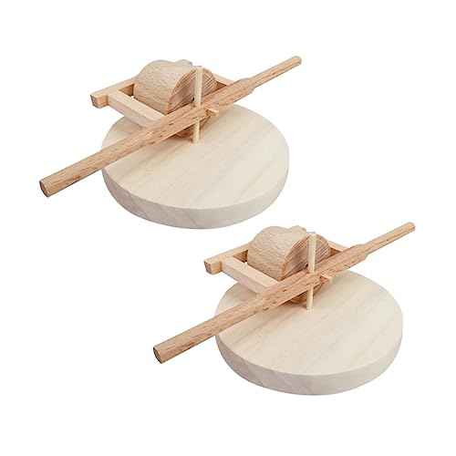 NUOBESTY 2St rustikales Holzdekor Mini-Mühlstein Sportspielzeug für Kinder Modelle Mini-Bauernhof-Mühlstein Miniatur aus Holz hölzern Ornamente Kleine landwirtschaftliche Werkzeuge von NUOBESTY
