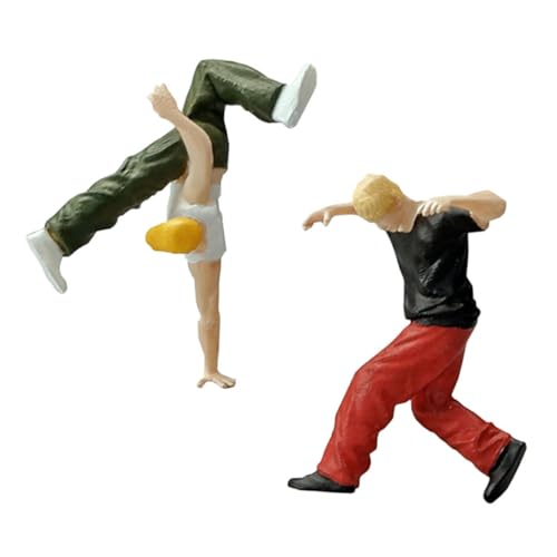 NUOBESTY 2st Miniatur-hip-hop-Modell Tanzende Actionfiguren Handbemaltes Menschenmodell Hip-hop-actionfigur Miniatur-menschenfigur Modelle Männliche Figur Mann Harz Drinnen von NUOBESTY