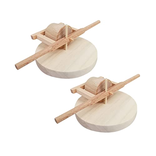 NUOBESTY 2St DIY Holzhandwerk Sportspielzeug für Kinder Mini-3D-Mühlstein aus Holz Modelle Mini-Bauernhof-Mühlstein Miniatur aus Holz hölzern Ornamente landwirtschaftliche Werkzeuge von NUOBESTY