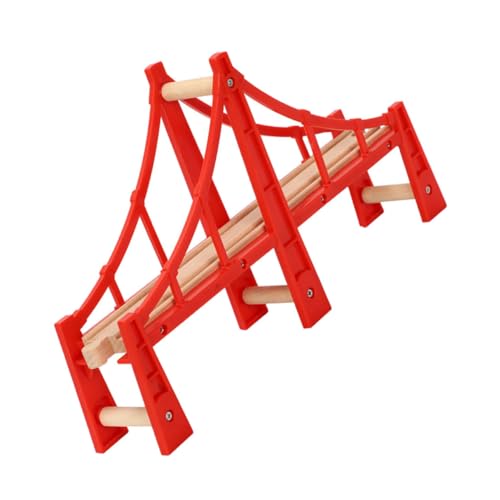 NUOBESTY 2St Spur Spielzeug Zugböcke Eisenbahnbrücke Schienenzubehör aus Holz Brückenpfeiler der Eisenbahn Züge für Kinder erhöhte Holzbrücke Gleisbrücke Puzzle Überführung hölzern von NUOBESTY