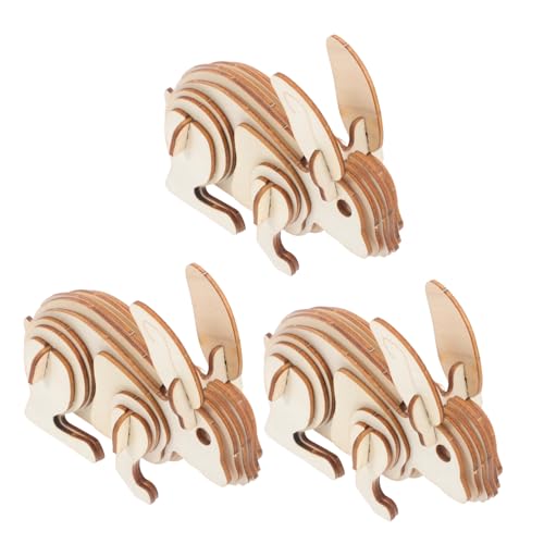 NUOBESTY 3 Stück Holz Rabbit Puzzle Kit zum Ausmalen und Gestalten Tiermodell für Erwachsene für Zuhause und NUOBESTY 3 Stück Holz Rabbit Puzzle Kit zum Ausmalen und Gestalten Tiermodell für Erwachsene für Zuhause und von NUOBESTY