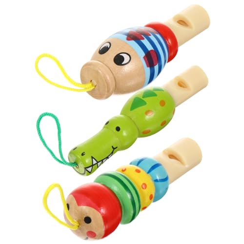 NUOBESTY 3 Stück Kinder bunte Cartoon-Tier Holzpfeife Musikinstrument Entwicklung pädagogisches Spielzeug für Kinder Partytüten Füllstoff Geburtstagsgeschenke zufällige Farbe von NUOBESTY