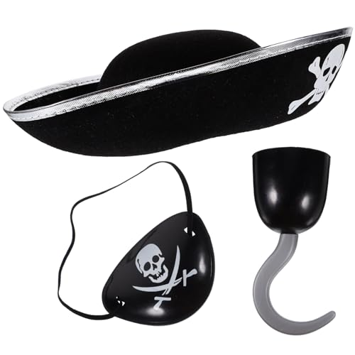 NUOBESTY 3-Teiliges Piratenkostüm-Zubehörset Captain Hook Hut Augenklappen Für Kinder Halloween Cosplay Theater Requisiten NUOBESTY 3-Teiliges Piratenkostüm-Zubehörset Captain Hook Hut Augenklappen Für Kinder Halloween Cosplay Theater Requisiten von NUOBESTY