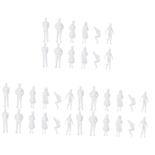 30 Sätze Modellzug Set Modellbau Landschaft Modelle Menschen Zahlen Miniaturfigur Schurke Statue Weiß von NUOBESTY