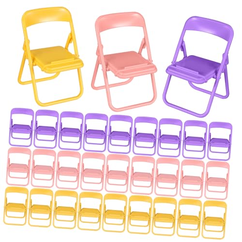 NUOBESTY 30 Stück handyhalter Miniatur-Puppenstuhl Klappstuhl Handyständer Puppenhaus Handy Halterung Und Ministühle für Puppen Dollhouse -Stühle Miniatur-Puppenhalter Mini-Stühle Plastik von NUOBESTY