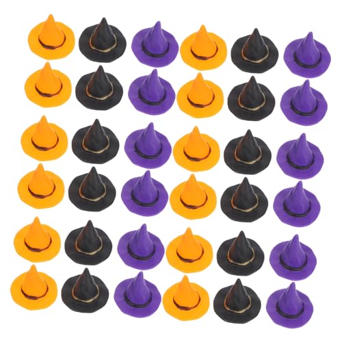 NUOBESTY 36 Stück Teiliges Halloween Hexenhüte aus Leichtem Plastik Bunte Hexenhut Deko für DIY Bastelprojekte Puppenhäuser Elf Accessoires und Festtagsdekoration von NUOBESTY
