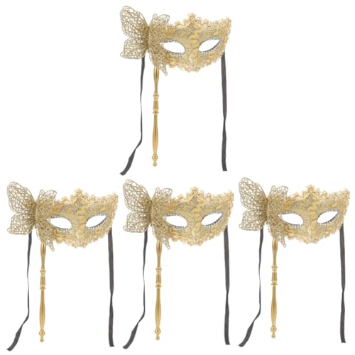 NUOBESTY 4 Stück Maske venezianisch Flecken Augenklappe Abschlussball Halloween-Kleidung Roma-Kostüm Cosplay Karnevalszubehör Ziemlich Stock Strasssteine Augenbinde Damen bilden Plastik von NUOBESTY