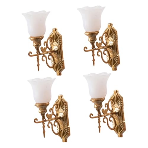 NUOBESTY 4 Stück Miniatur Wandlampe Weißes Licht Miniaturmodell Beleuchtung für Puppenhaus Mikro Landschaft Dekoration Architektur Wandlampe für Mini Haus Landschaft von NUOBESTY