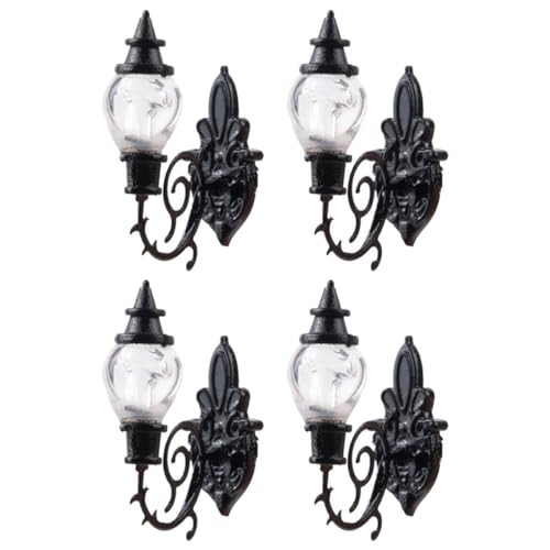 NUOBESTY 4 Stück Puppenhaus Wandleuchte Lampenschirme Mini-LED-Leuchten für Puppenhäuser Terrain Wandleuchte Set Miniatures puppenhaus mini Wandleuchte Zubehör für Miniaturszenen Abs Black von NUOBESTY