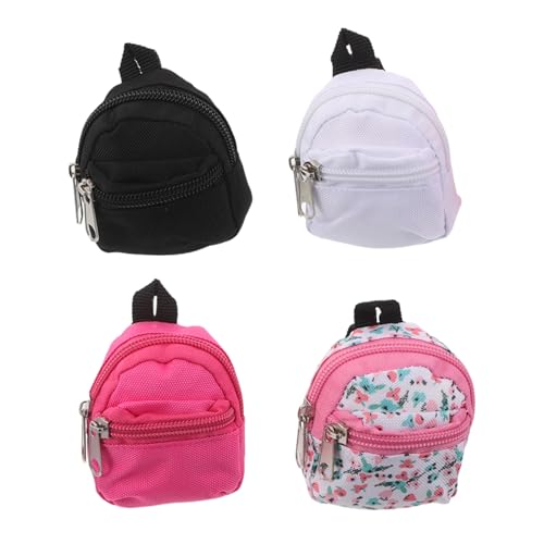 NUOBESTY 4 Stück Teiliges Mini Rucksack für Bjd Puppen Polyester DIY Schulranzen mit Reißverschluss Kreative Mini Schultasche für Puppenhaus Rollenspiel Dekoration und Outdoor Szenen von NUOBESTY