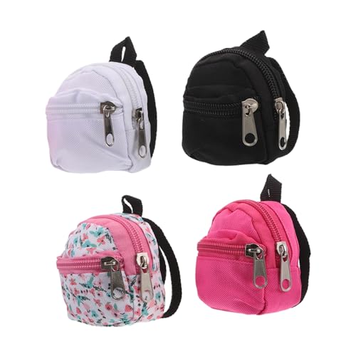 NUOBESTY 4 Stück Teiliges Mini Rucksack mit Reißverschluss Miniatur Puppenrucksäcke aus Polyester DIY Tragetaschen für Puppen Zubehör Rollenspiel und Kreative Dekoration von NUOBESTY