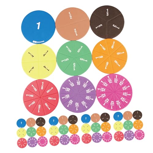 NUOBESTY 45 Stück Teiliges Bruchrechen Bunten Fraction Puzzles für Anschauliche Fraction Circles als Lernhilfe für Grundschule und Gruppenunterricht Interaktive Mathe-tutorials und Activity von NUOBESTY