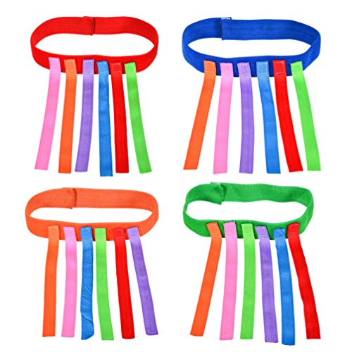 4Pcs Ziehen Spiel Fangen Laufen Geschwindigkeit Training Spielzeug Requisiten mit Hakenschlaufengurten für Mädchen Jungen (Blau Rot Orange Grün) von NUOBESTY