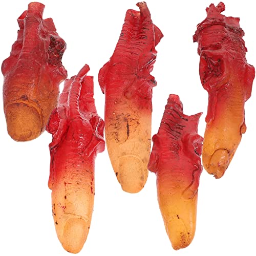 NUOBESTY 5 Stück Rote Halloween-Requisiten, Kaputte Zombie-Finger, Gruselige Halloween-Dekorationen, Streich-Partyzubehör, Kunststoff NUOBESTY 5 Stück Rote Halloween-Requisiten, Kaputte Zombie-Finger, Gruselige Halloween-Dekorationen, Streich-Partyzubehör, Kunststoff von NUOBESTY