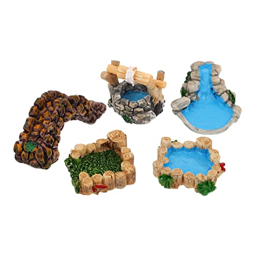 NUOBESTY 5St antike Harzornamente bastelzeug Teichdekor Landschaftsdekor Mini-Leuchtturmfigur Dekorationen für Miniaturaquarien Märchenbrücke terassendeko Harzbrücke Gartenverzierung von NUOBESTY