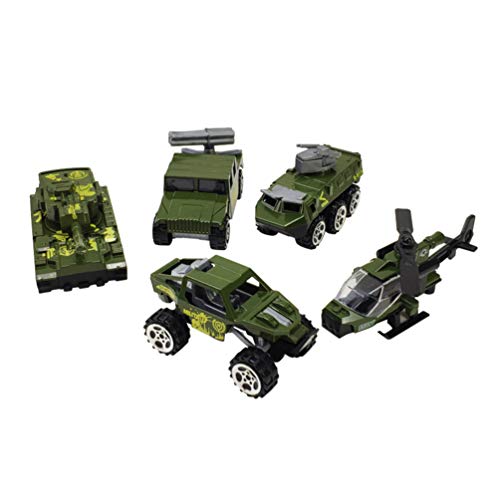 NUOBESTY 5pcs Militärfahrzeuge Spielzeug Auto Hubschrauber Tank Modell Kinder Kleinkinder Militär Spielzeug Geschenk Mikrolandschaft Desktop Dekoration Modellbausatz von NUOBESTY