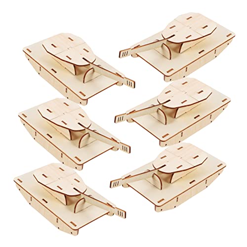 NUOBESTY 6 STK Zusammengebauter Holztank 3D-gebäude-Puzzle Stengel Automodelle Aus Holz Holzpuzzlespielzeug Unfertiges Panzermodell Aus Holz Unbemaltes Panzermodell Erwachsener Kind Suite von NUOBESTY