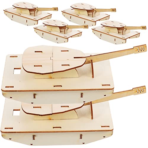 NUOBESTY 6 STK Zusammengebauter Holztank 3D-Gebäude-Puzzle Puzzle-Spielzeug aus Holz Stengel Rätsel Modelle Panzermodell selber Bauen Panzermodell aus Holz Wagen Holzkrug gemalt Kind von NUOBESTY