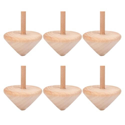 NUOBESTY 6 Stück Holzkreisel – Gyro-Spielzeug Lustige Rotierende Holzspielzeuge Für Die Hand-Auge-Koordination Pädagogische Partygeschenke von NUOBESTY