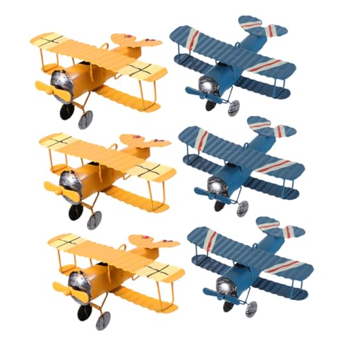 NUOBESTY 6 Stück Metallflugzeug Modell Retro Iron Biplane Anhänger für Kinderzimmer Büro Kindergarten und Partys Kreative Raumdekoration von NUOBESTY