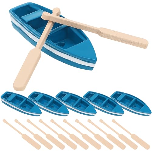NUOBESTY 6 Stück Mini Holzboot Teiliges Boot Deko mit Ruder Nautische Wohnkultur für Schreibtisch und Regale Robustes Material Verarbeitung Kompakte von NUOBESTY