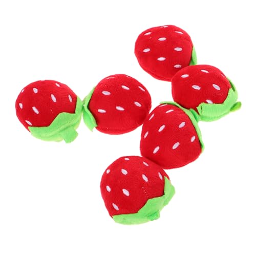 NUOBESTY 6 Stück Teiliges Mini Erdbeer Plüschspielzeug Weiches Kuscheliges Obst Kindgerechtes DIY Accessoire für Kleidung und Haar Süßes für Shower und Geburtstagsfeiern von NUOBESTY