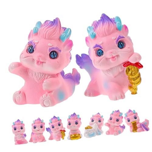 NUOBESTY 7 Stück Teiliges Drachenfigur Harz Niedliche Miniatur Drachen für Desktop Dekoration Langlebige Cartoon Figuren Kreative Gestaltung für Schreibtisch Haus und Garten Jahr Drachen von NUOBESTY