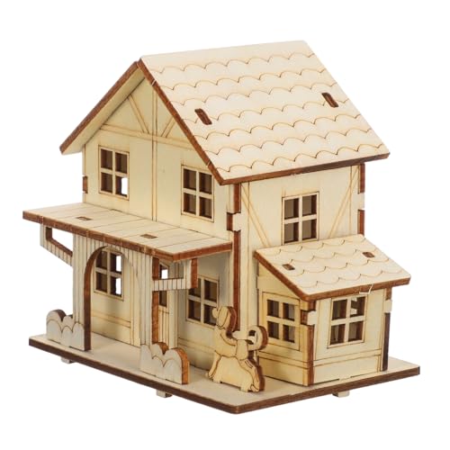 NUOBESTY DIY Holzhaus Bastelset mit LED Beleuchtung Stabiles Naturholz Modellbau Kleines Gartenhaus Holzhaus für Kreative Handwerksprojekte und Wohnraumdekoration von NUOBESTY