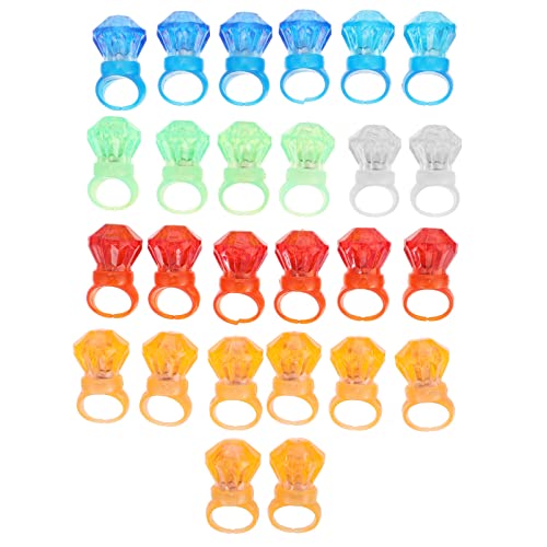 NUOBESTY Flashing Finger Toy 26 Stück LED-Leuchtring Bunt Blinkende Ringe Fingerspielzeug Neuheit Die im Dunkeln Leuchten Gelee-Ringe für Kinder Halloween-Party Zufällige Farbe Kinderring von NUOBESTY