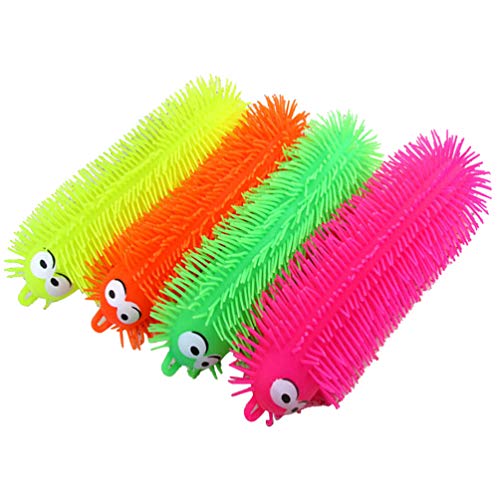 NUOBESTY Gummi Raupenspielzeug Leuchten Leuchtende Raupe Handpresse Aufgeblasenes Tierspielzeug Leuchten in Dunklen Partyzubehör (Zufällige Farbe) 33 × 8Cm von NUOBESTY