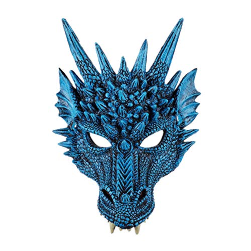 NUOBESTY Halloween 3D Drachenmaske Party Maske Tier Halbgesichtsmasken Maskerade Maske Karneval Kostüm für Halloween Party Karneval Parade Cosplay (Blau) von NUOBESTY