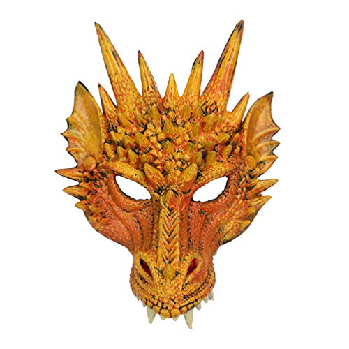 NUOBESTY Halloween 3D Drachenmaske Party Maske Tier Halbgesichtsmasken Maskerade Maske Karneval Kostüm für Halloween Party Karneval Parade Cosplay (Gelb) von NUOBESTY