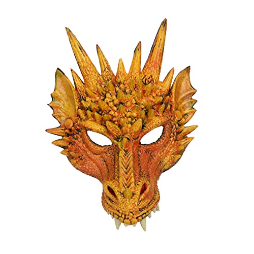 NUOBESTY Halloween 3D Drachenmaske Party Maske Tier Halbgesichtsmasken Maskerade Maske Karneval Kostüm für Halloween Party Karneval Parade Cosplay (Gelb) von NUOBESTY