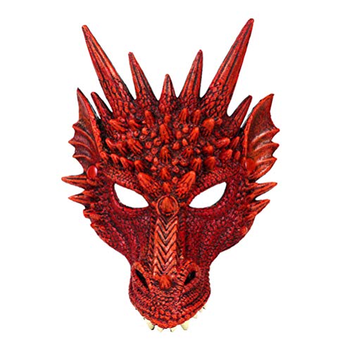 NUOBESTY Halloween 3D Drachenmaske Party Maske Tier Halbgesichtsmasken Maskerade Maske Karneval Kostüm für Halloween Party Karneval Parade Cosplay (Rot) von NUOBESTY